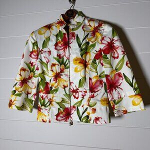 St. John Sport Tropical Off White 3/4 Sleeve Light Jacket/Blazer Sz Petite